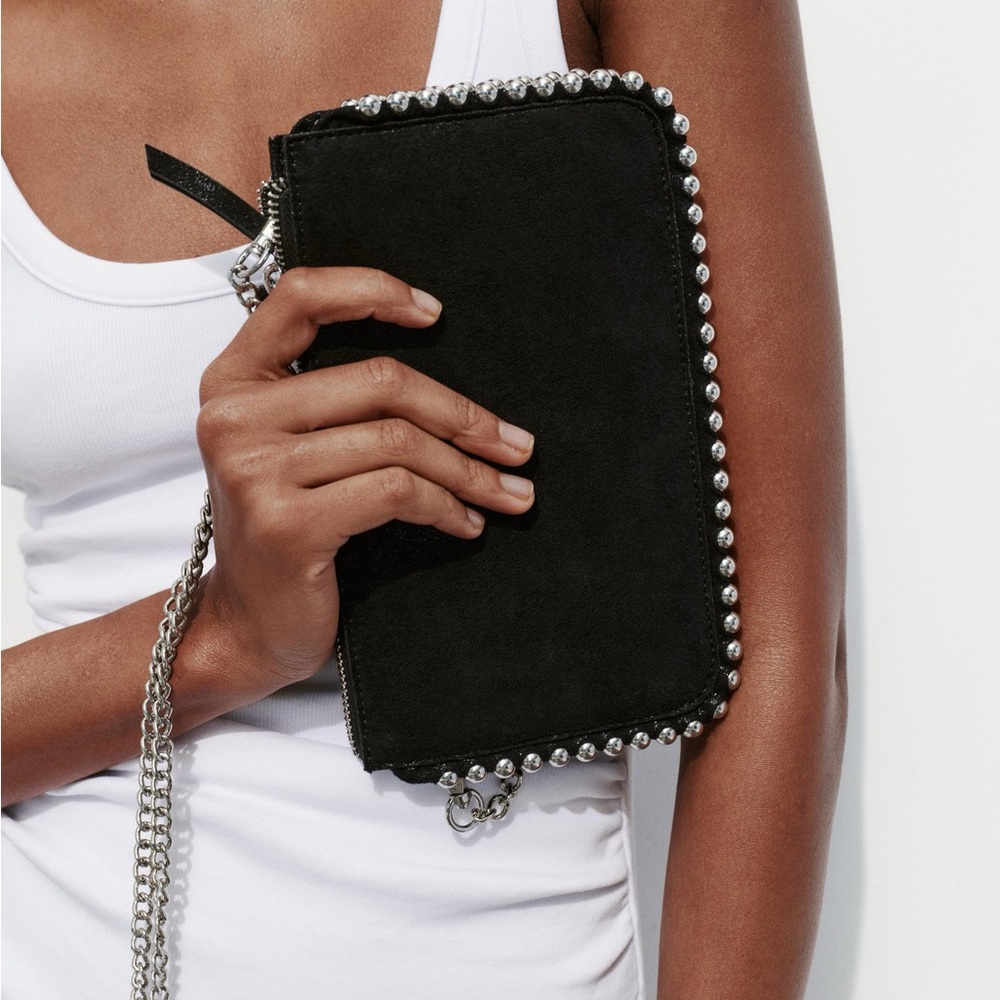 Zara studded crossbody wallet bag